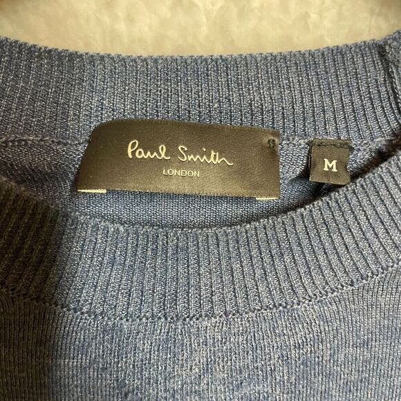 Paul Smith Sweater Medium Blue Merino Wool Silk Cashmere Blend Made in Italy - Picture 8 of 10